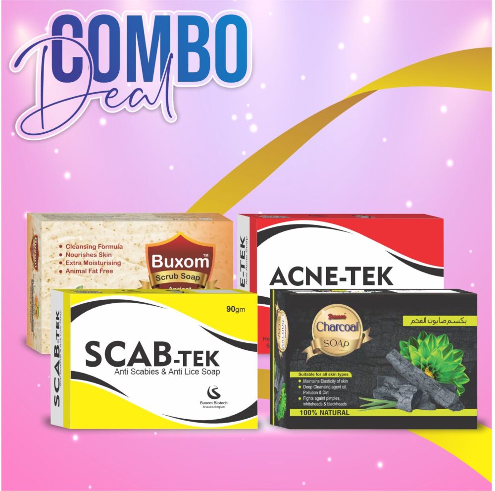 COMBO DEAL(ACNE TECH, SCAB TECH, CHARCOAL & BUXOM SCRUB SOAP)