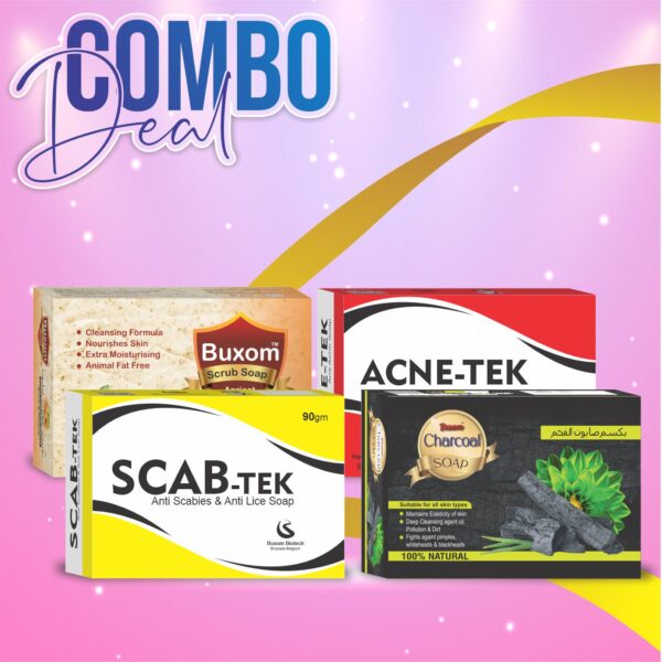 COMBO DEAL(ACNE TECH, SCAB TECH, CHARCOAL & BUXOM SCRUB SOAP)