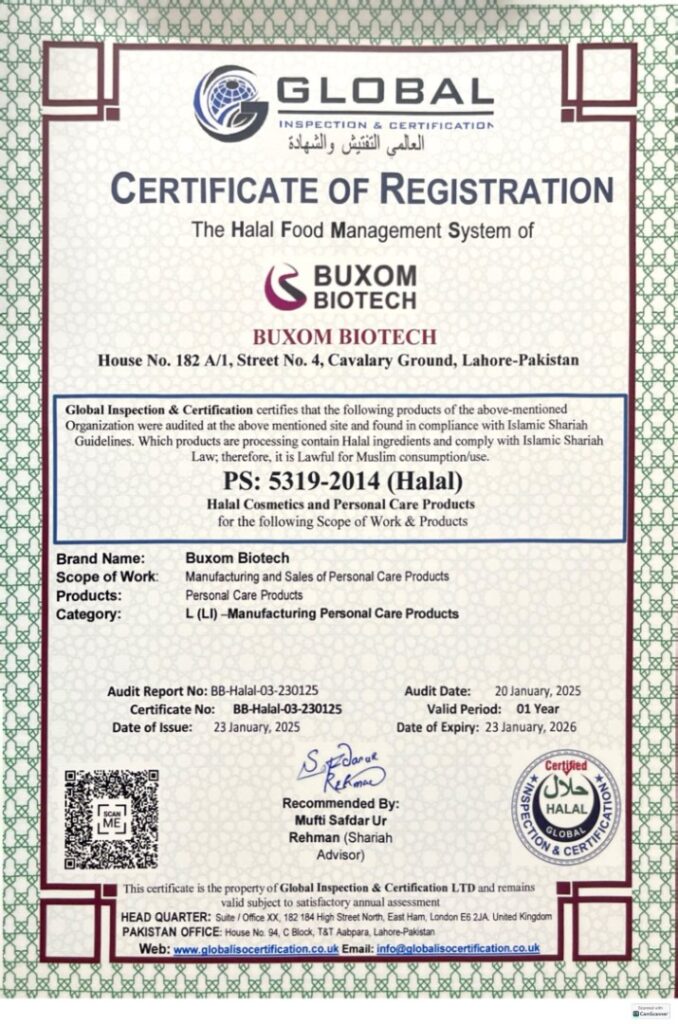 BUXOM HALAL CERTIFICATE